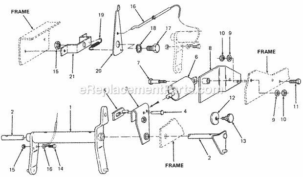 Implement Lift Diagram and Parts List for 1882 800000-821059, 140-721-100, 141-721-100 Cub Cadet Lawn Tractor